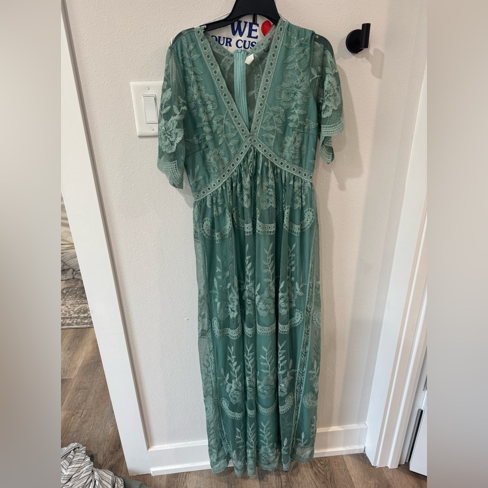 Pinkblush Sage Lace Maternity Maxi Dress